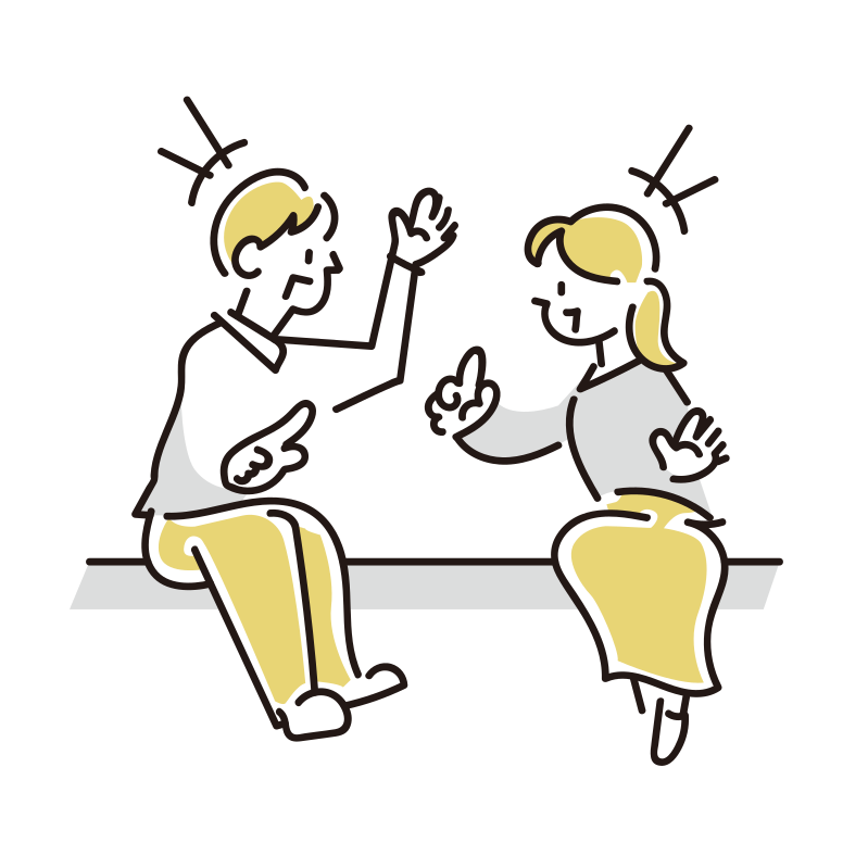 向かい合って話す二人のイラスト